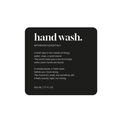 Adhesive Label Premium - Hand Wash - Matte Black in the group Bathroom Accessories / Show all bathroom accessories / Soap Bottle Holder & Soap at Beslag Online (10184-BO)