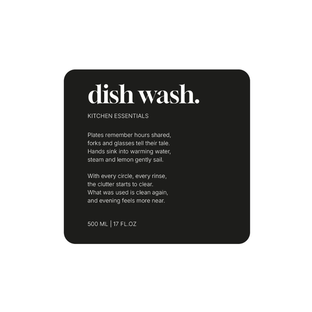 Adhesive Label Premium - Dish Wash - Matte Black