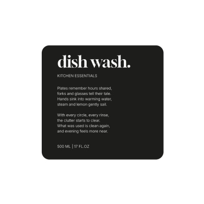 Adhesive Label Premium - Dish Wash - Matte Black in the group Bathroom Accessories / Show all bathroom accessories / Soap Bottle Holder & Soap at Beslag Online (10185-BO)