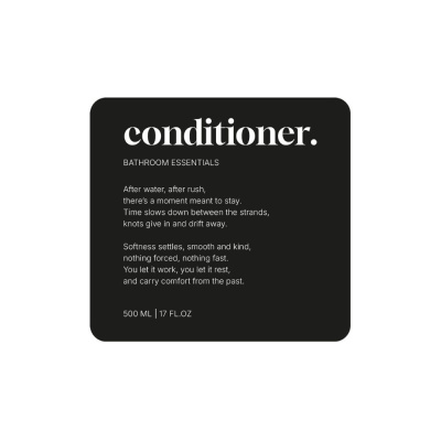 Adhesive Label Premium - Conditioner - Matte Black in the group Bathroom Accessories / Show all bathroom accessories / Soap Bottle Holder & Soap at Beslag Online (10186-BO)