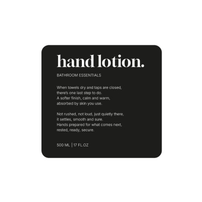 Adhesive Label Premium - Hand Lotion - Matte Black in the group Bathroom Accessories / Show all bathroom accessories / Soap Bottle Holder & Soap at Beslag Online (10187-BO)