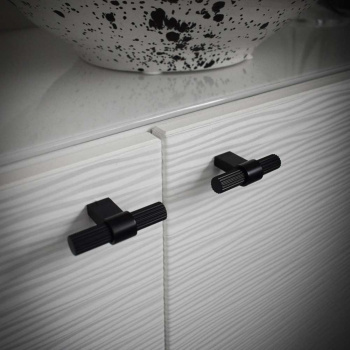 Cabinet Knob T Helix Stripe - Matte Black