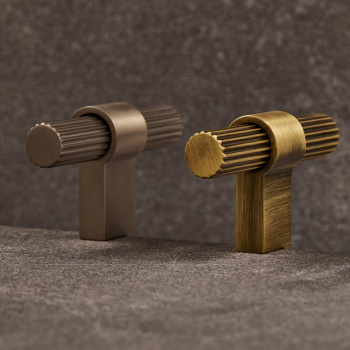 Cabinet Knob T Helix Stripe - Antique Bronze