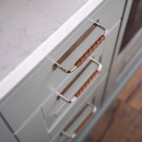 Handle Royal Deluxe - 128mm -  Nickel Plated/Brown Leather