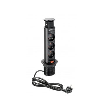 Power Column 60mm 3pcs 230V EU Socket – Black