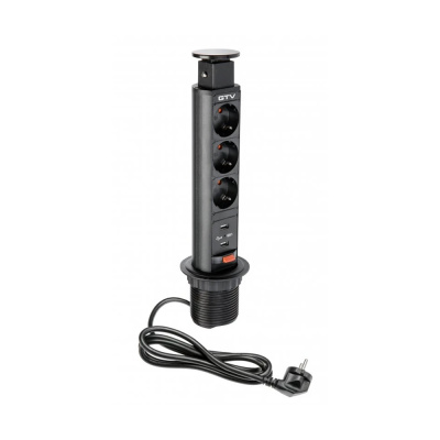 Power Column 60mm 3pcs 230V Socket 2pcs USB – Black in the group Outlet at Beslag Online (42304)
