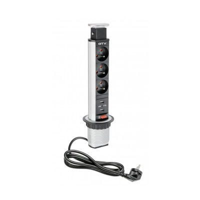 Power Column 60mm 3pcs 230V Socket 2pcs USB – Silver in the group Outlet at Beslag Online (42305)