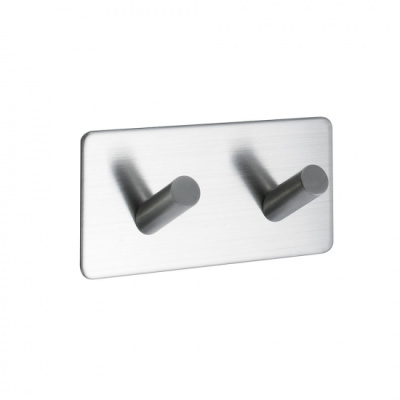 Towel Hook Base 200 2-Hook - Brushed Stainless Steel Finish in the group Bathroom Accessories / Show all bathroom accessories / Self Adhesive Hooks at Beslag Online (60509-21)