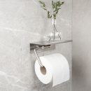 Base Toilet Roll Holder With Shelf - Brushed Stainless Steel