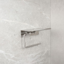Base Toilet Roll Holder With Shelf - Brushed Stainless Steel