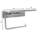 Base Toilet Roll Holder With Shelf - Brushed Stainless Steel