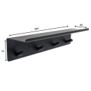 Bathroom hook rack with shelf Base - Matte Black