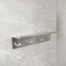 Bathroom hook rack with shelf Base - Brushed Stainless Steel