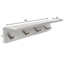 Bathroom hook rack with shelf Base - Brushed Stainless Steel