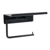 Base Toilet Roll Holder With Shelf - Matte Black