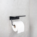 Base Toilet Roll Holder With Shelf - Matte Black