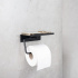 Base Toilet Roll Holder With Shelf - Matte Black