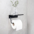 Base Toilet Roll Holder With Shelf - Matte Black