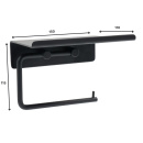 Base Toilet Roll Holder With Shelf - Matte Black
