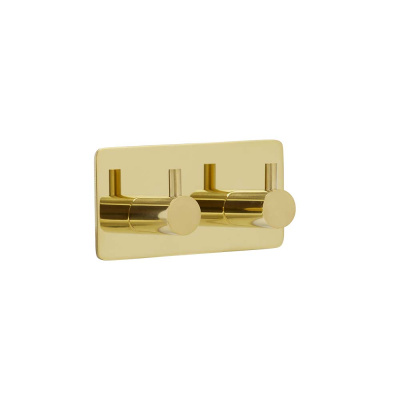Towel Hook Base 220 2-Hook - Polished Brass in the group Bathroom Accessories / Show all bathroom accessories / Self Adhesive Hooks at Beslag Online (61613-21)