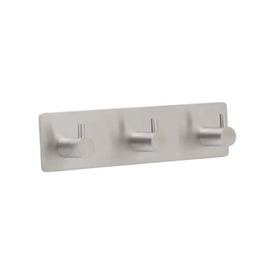 Towel Hook Base 220 3-Hook - Brushed Stainless Steel Finish in the group Bathroom Accessories / Show all bathroom accessories / Self Adhesive Hooks at Beslag Online (61621-21)