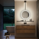 Bathroom mirror IO with lighting & shelf - Black