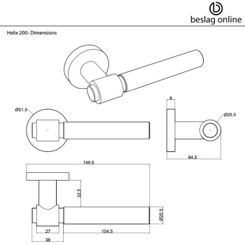 Door Handle Helix 200 - Stainless Steel Finish