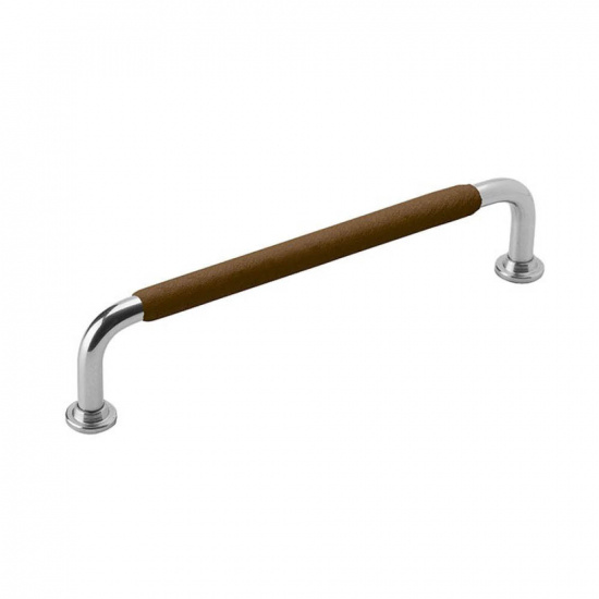 Handle 1353 in chrome and brown leather from Beslag Design