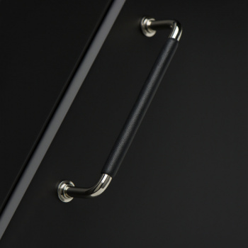 Handle 1353 - Nickel Plated/Black Leather Wrapped