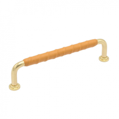 Handle 1353 - Polished Brass/Leather Nature in the group Cabinet Handles / Color/Material / Leather at Beslag Online (htg-1353-messing-natur)