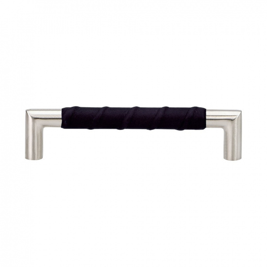 Handle Norma 12 in stainless steel and black leather from Beslag Design