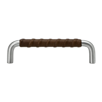 Handle SS-A - Stainless Steel/Brown Leather in the group Cabinet Handles / Color/Material / Stainless at Beslag Online (htg-ssa-a-rostfritt-brun)